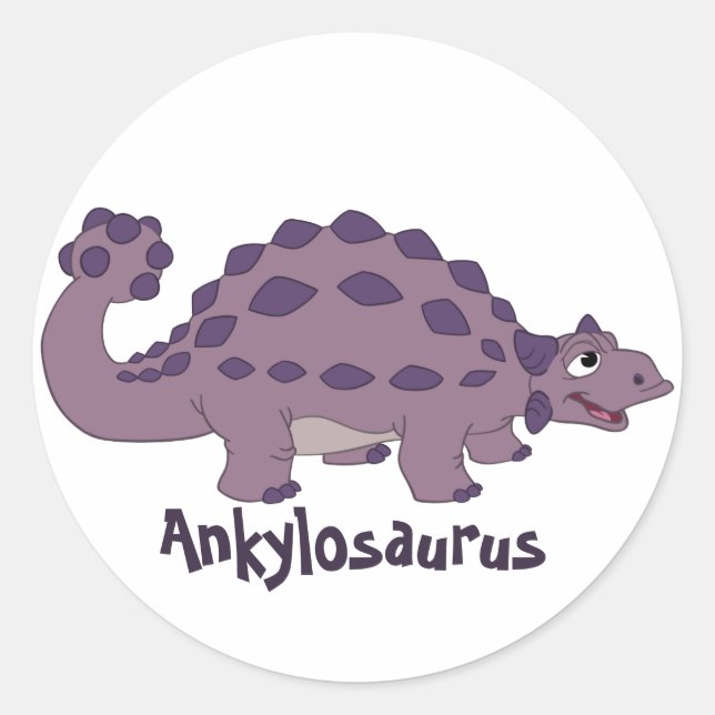 Sticker Rond Caricature Ankylosaurus (Devant)