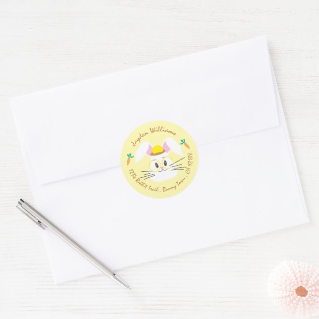 Sticker Rond Caricature blanche Phoques enveloppe jaune lapin (Enveloppe)