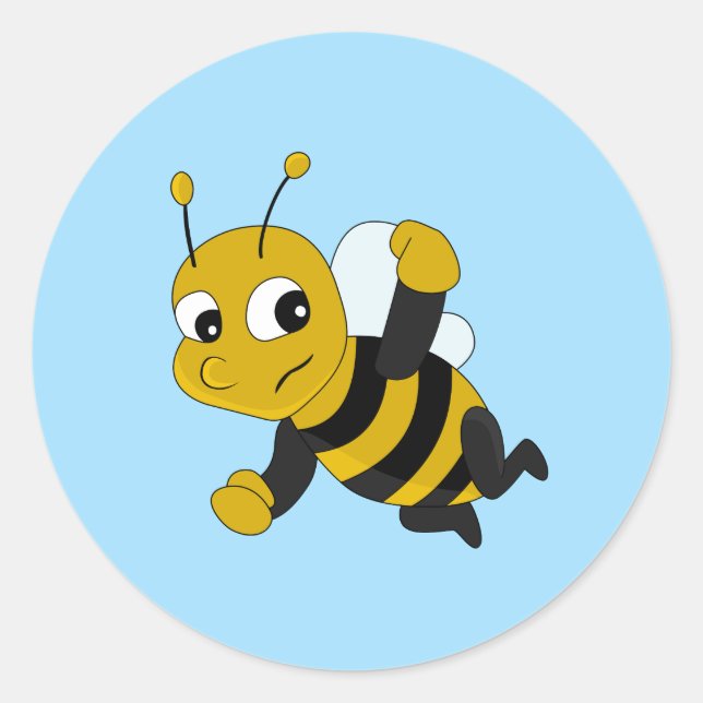 Sticker Rond Caricature d'abeille classique collant rond (Devant)