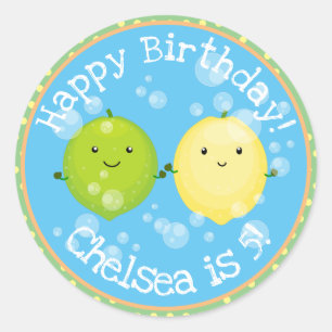 Sticker Rond Caricature d'amis lime de citron vert mignon