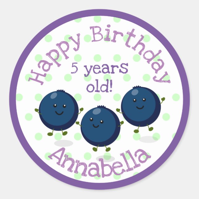 Sticker Rond Caricature d'amis mignons bleuets (Devant)