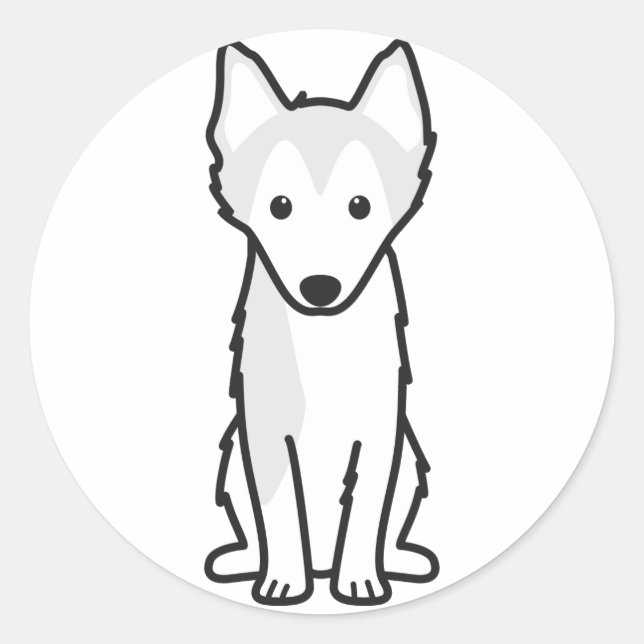 Sticker Rond Caricature de Chien de l'Alaska Klee Kai (Devant)