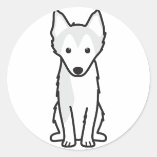 Sticker Rond Caricature de Chien de l'Alaska Klee Kai