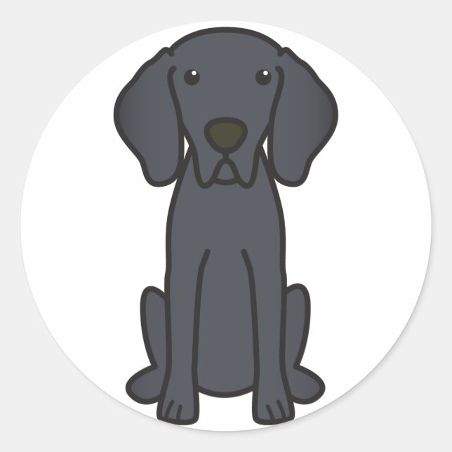 Sticker Rond Caricature de chien Weimaraner (Devant)