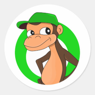 Sticker Rond Caricature de chimpanzé classique collant rond
