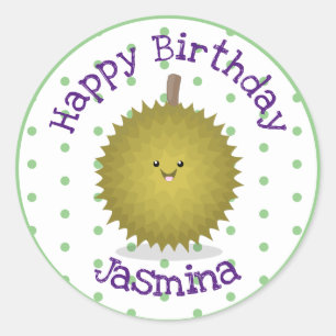 Sticker Rond Caricature de durian joyeux