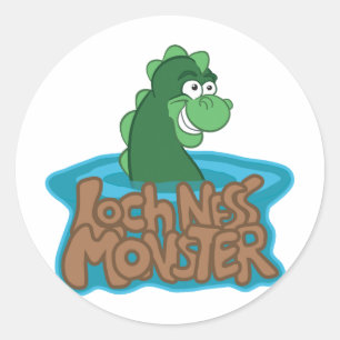 Sticker Rond Caricature de Loch Ness Monster