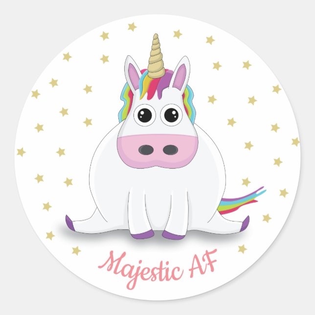 Sticker Rond Caricature de l'Unicorne et stars du Majestic AF C (Devant)