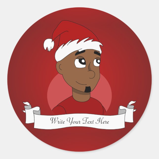 Sticker Rond Caricature de Noël (Devant)