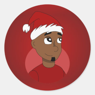 Sticker Rond Caricature de Noël
