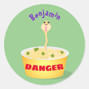Sticker Rond Caricature de serpent aux nouilles mignonnes illus