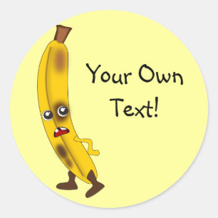 Sticker Rond Caricature de texte personnalisable Banane