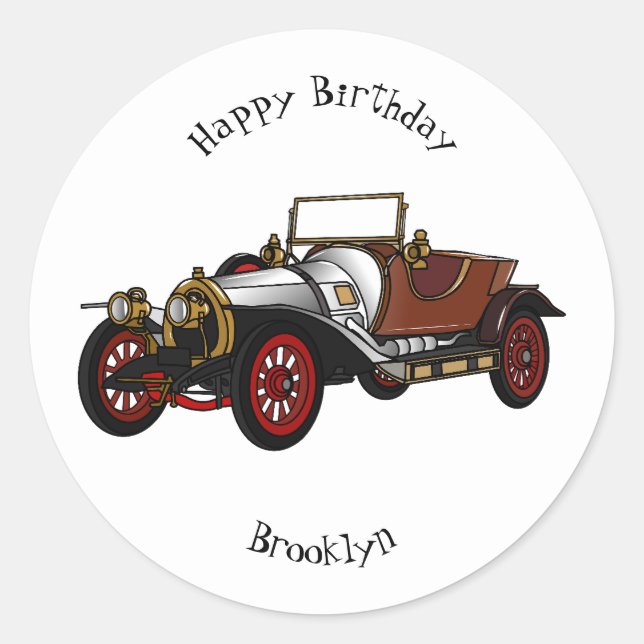 Sticker Rond Caricature de voiture classique 1920 (Devant)