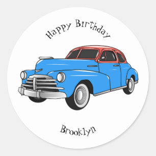 Sticker Rond Caricature de voiture classique 1948