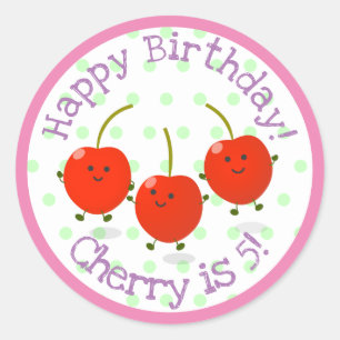 Sticker Rond Caricature des amis cerisiers rouges mignons