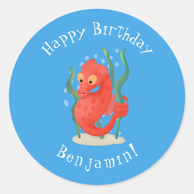 Sticker Rond Caricature d'hippocampe pygmée (Devant)