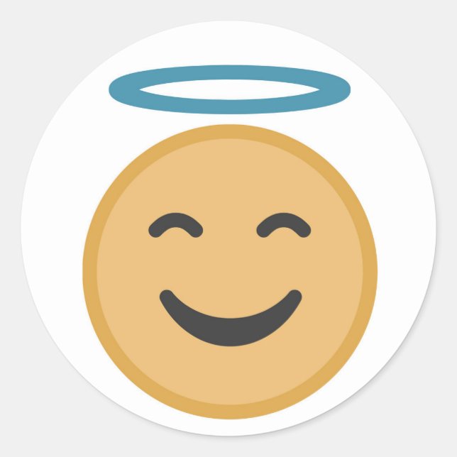 Sticker Rond Caricature drôle Angel Emoji (Devant)