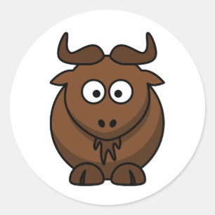 Sticker Rond Caricature du meilleur Wildebeest Gnu Boy
