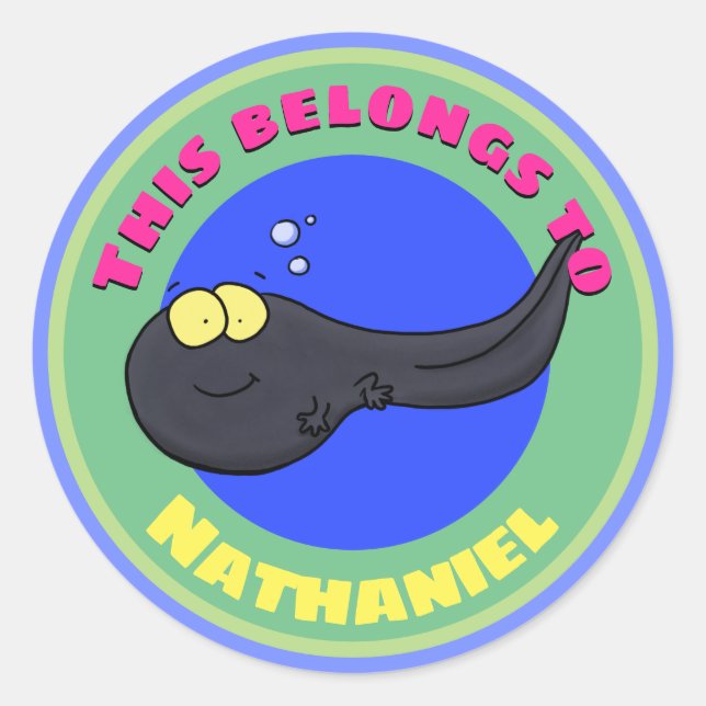 Sticker Rond Caricature en têtard mignon (Devant)