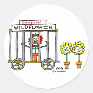 Sticker Rond Caricature Fleur sauvage drôle Best Buds
