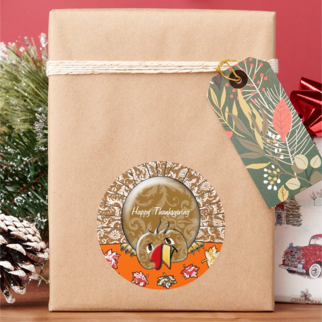 Sticker Rond Caricature mignonne Thanksgiving Turquie (vacances)