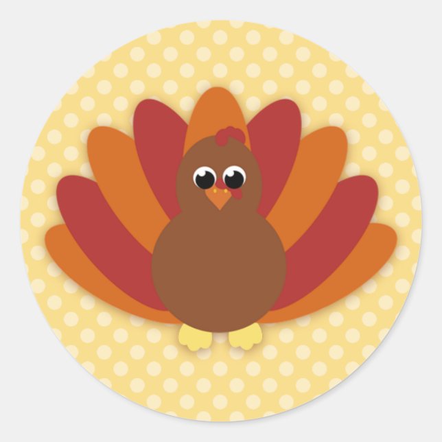 Sticker Rond Caricature mignonne Thanksgiving Turquie (Devant)