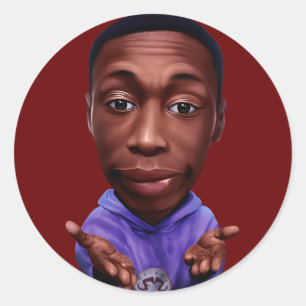 Sticker Rond Caricature numérique de Khabane "Khaby" Lame.