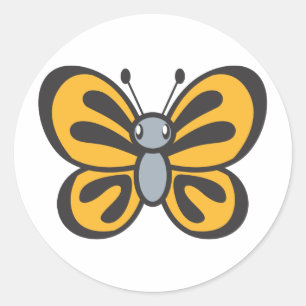 Sticker Rond Caricature papillon orange