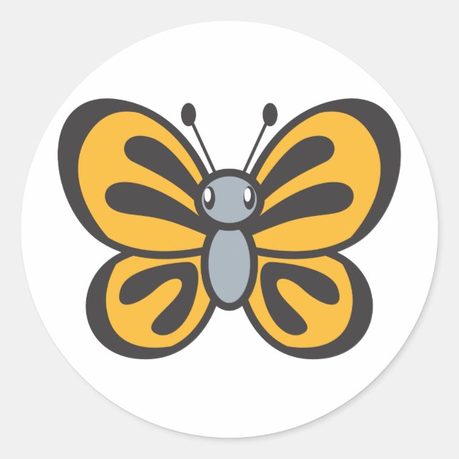 Sticker Rond Caricature papillon orange (Devant)