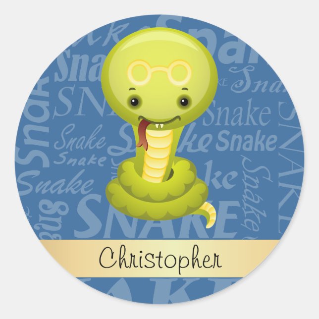 Sticker Rond Caricature personnalisée Année de l'art Word du se (Devant)