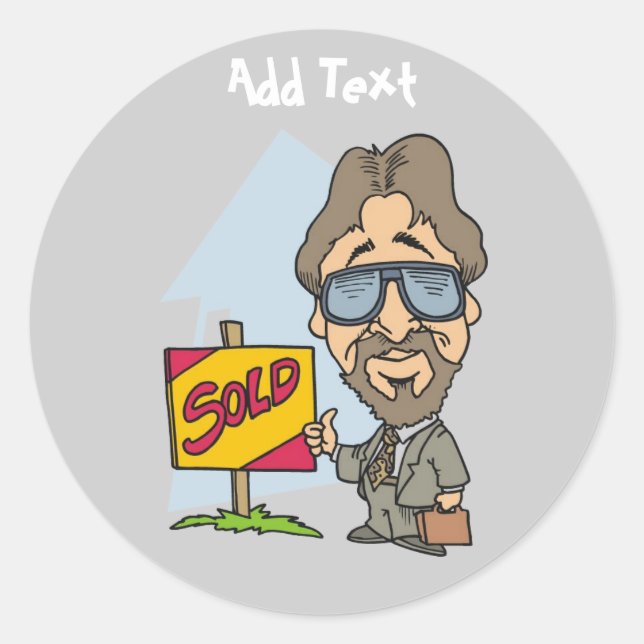 Sticker Rond Caricature personnalisée drôle Estate Realtor (Devant)