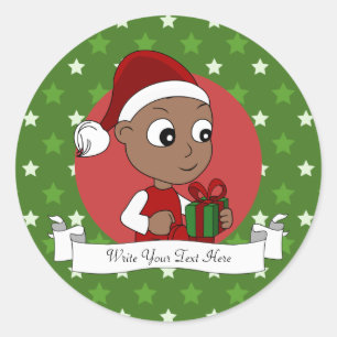 Sticker Rond Caricature pour bébé de Noël