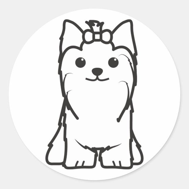 Sticker Rond Caricature pour chien du Yorkshire Terrier (Devant)