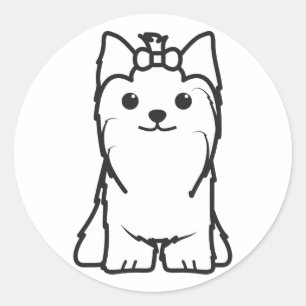 Sticker Rond Caricature pour chien du Yorkshire Terrier