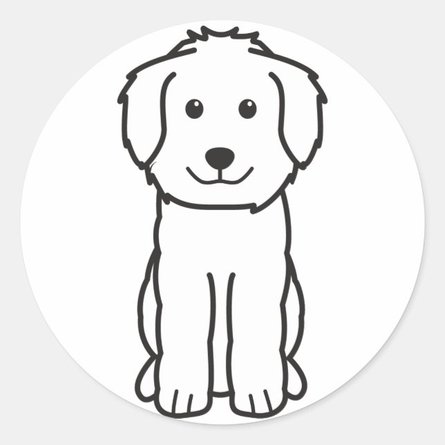 Sticker Rond Caricature pour chien Goldendoodle (Devant)
