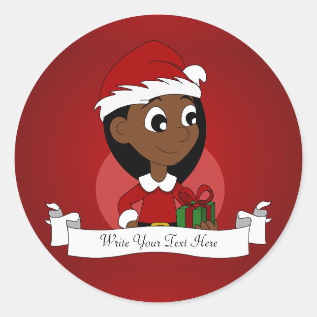 Sticker Rond Caricature pour fille de Noël (Devant)