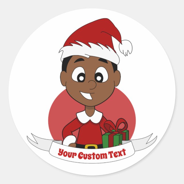 Sticker Rond Caricature pour garçon de Noël (Devant)