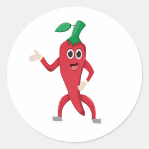Sticker Rond caricature rouge piment épicé