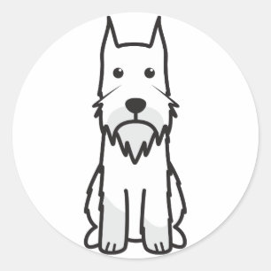 Sticker Rond Caricature standard Schnauzer Chien
