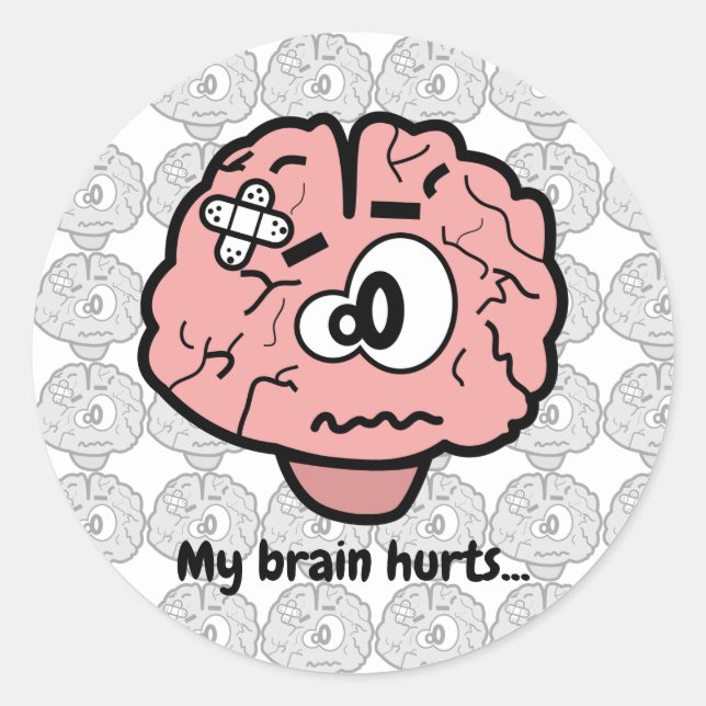 Sticker Rond Caricature sur la lésion cérébrale mûre Psychologi (Devant)