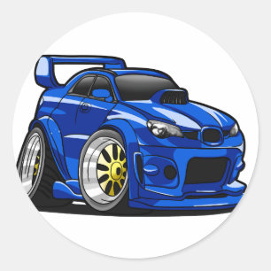 Sticker Rond Caricature sur la vitesse de la voiture des muscle