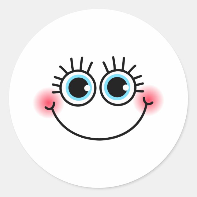 Sticker Rond Caricature sur visage Shy Girlie (Devant)