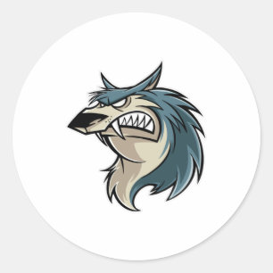 Sticker Rond Caricature Wolf