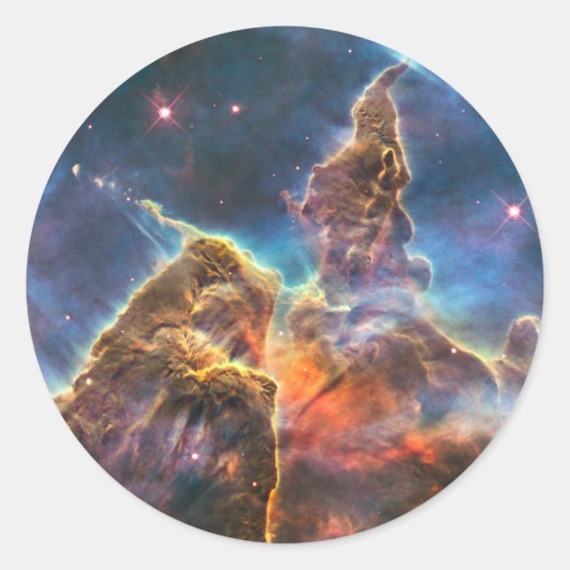 Sticker Rond Carina Nebula Par Le Télescope Spatial Hubble (Devant)