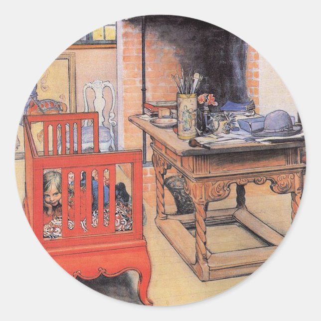 Sticker Rond Carl Larsson, Peek-a-Boo, (Devant)