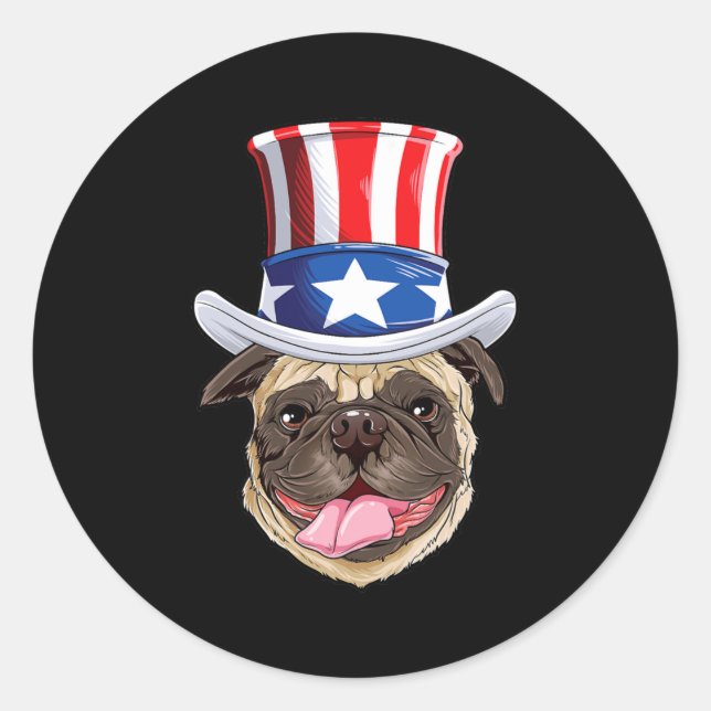 Sticker Rond Carlin 4 juillet Oncle Sam Hommes Drapeau américai (Devant)