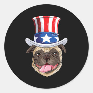Sticker Rond Carlin 4 juillet Oncle Sam Hommes Drapeau américai