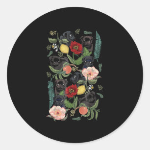 Sticker Rond carlin botanique et noir t- par huebucket