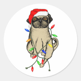 Sticker Rond Carlin Chien Bah Humpug Funny Noël