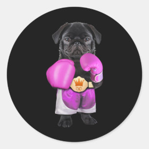 Sticker Rond Carlin Chien Boxe Drôle Fitness Fitness Gym Entraî